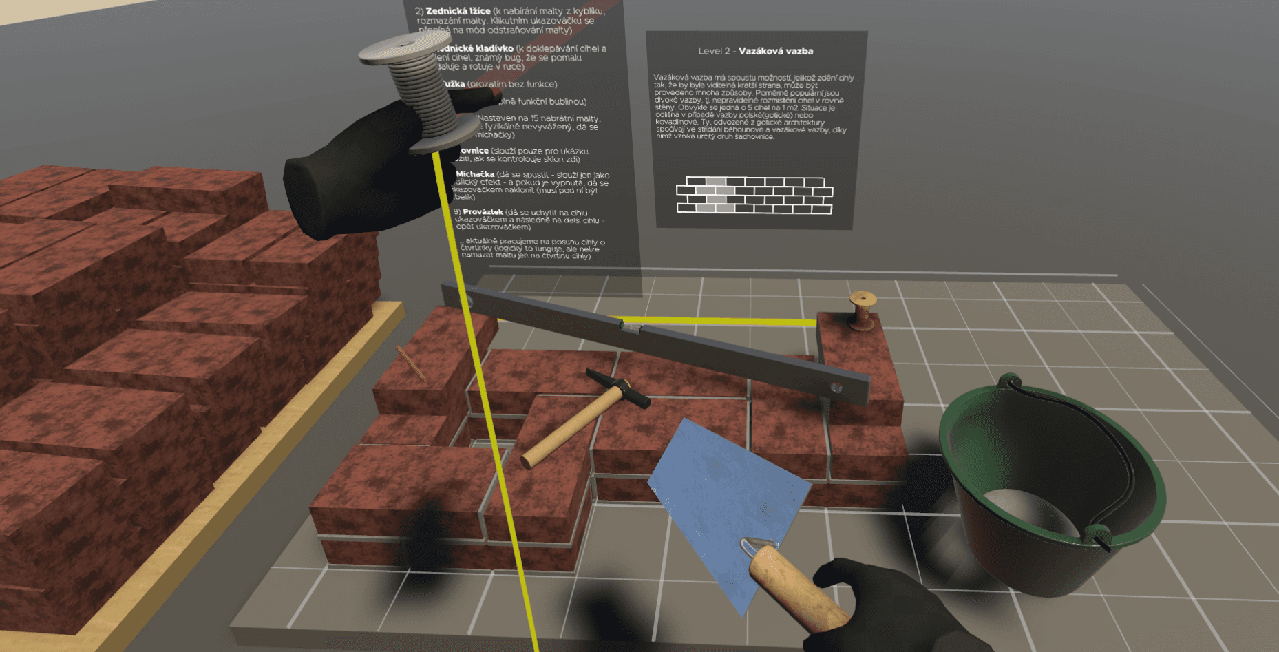 EduVR modul Zedník — cihelné vazby